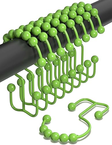 Miniatura 8 de Ganchos dobles para cortina de ducha a prueba de óxido (juego de 12)  Anillos de cortina de ducha de acero inoxidable de níquel con bolas