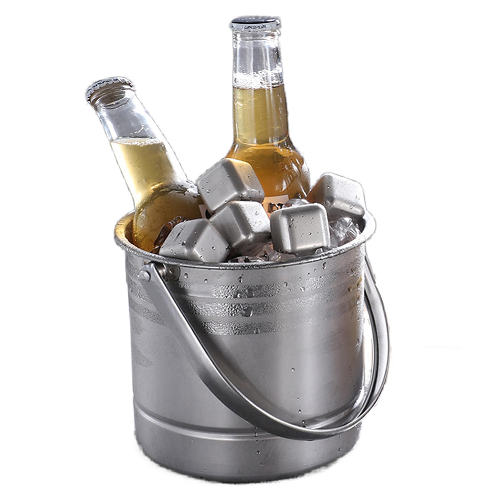 1.6L Stainless Steel Ice Bucket,with Handles,A Cooling Metal Bucket Suitable for Cocktail Bars, Parties, Beer and Champagne
