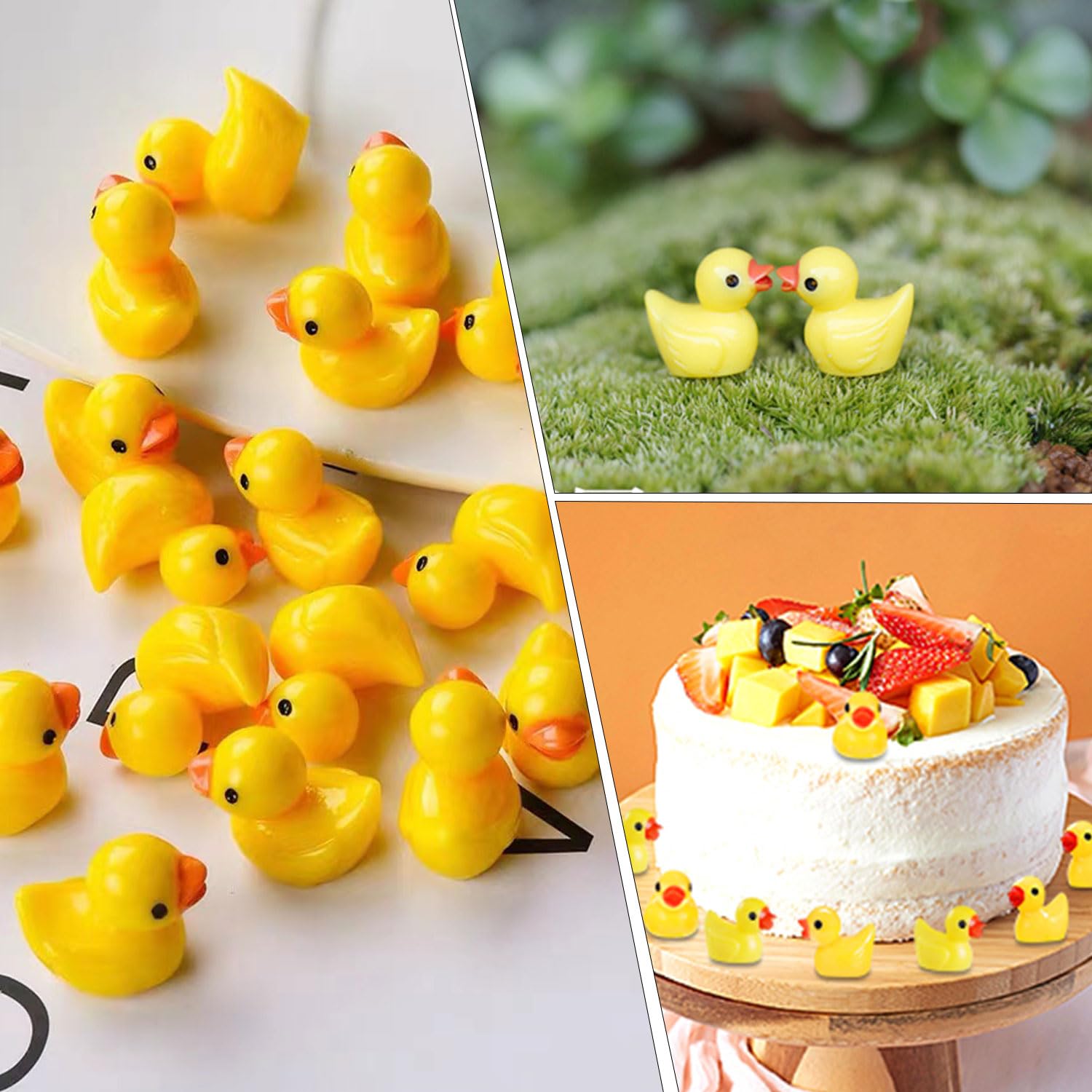 100 Mini Enten Aus Harz – Gelb, 1,6x1,7cm, Für Deko, Aquarium, Puppenhaus & Pflanzen