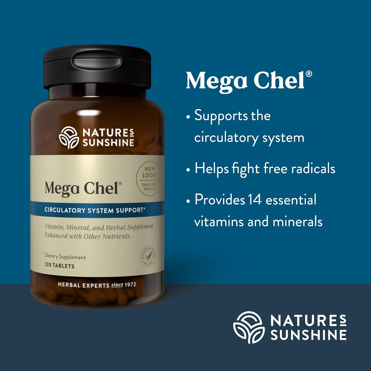 Nature's Sunshine Mega-Chel, 120 Tablets, Complete Vitamin with Powerful Antioxidants, Herbs, Vitamins, Minerals, and Amino Acids That Support The Circulatory System