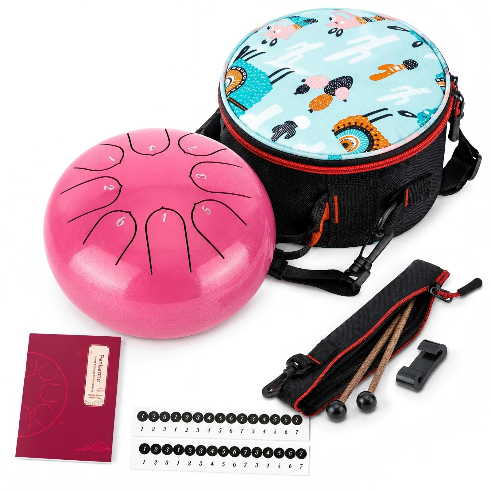 Steel Tongue Drum with Carrying Case: 6 Inch 8 Notes Rain Drum for Outside