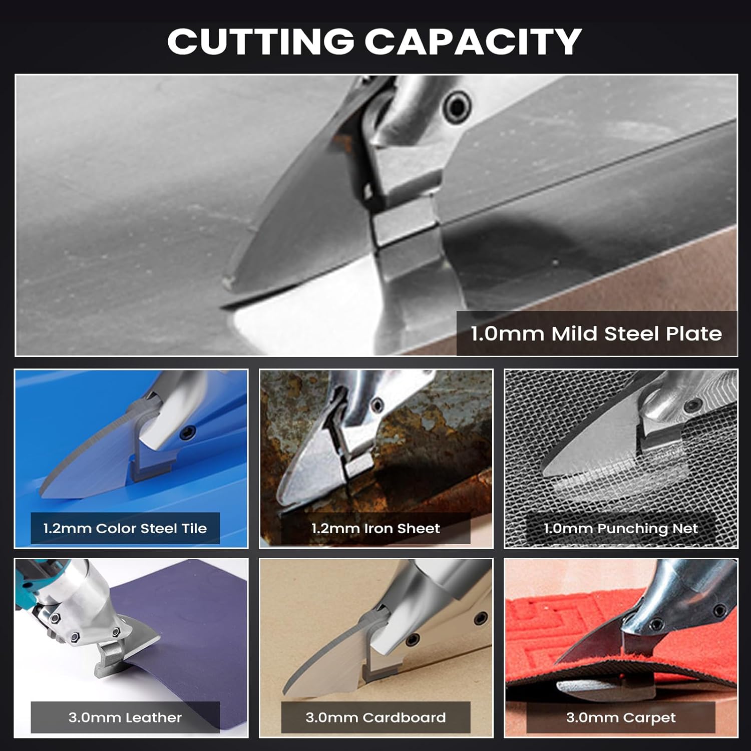 Cordless Metal Shear, Heavy Duty Electric Scissors for Cutting Metal, Iron, Stainless Steel, Carpet and Cardboard-Variable Speed with 2x 21V 1500mAh Batteries