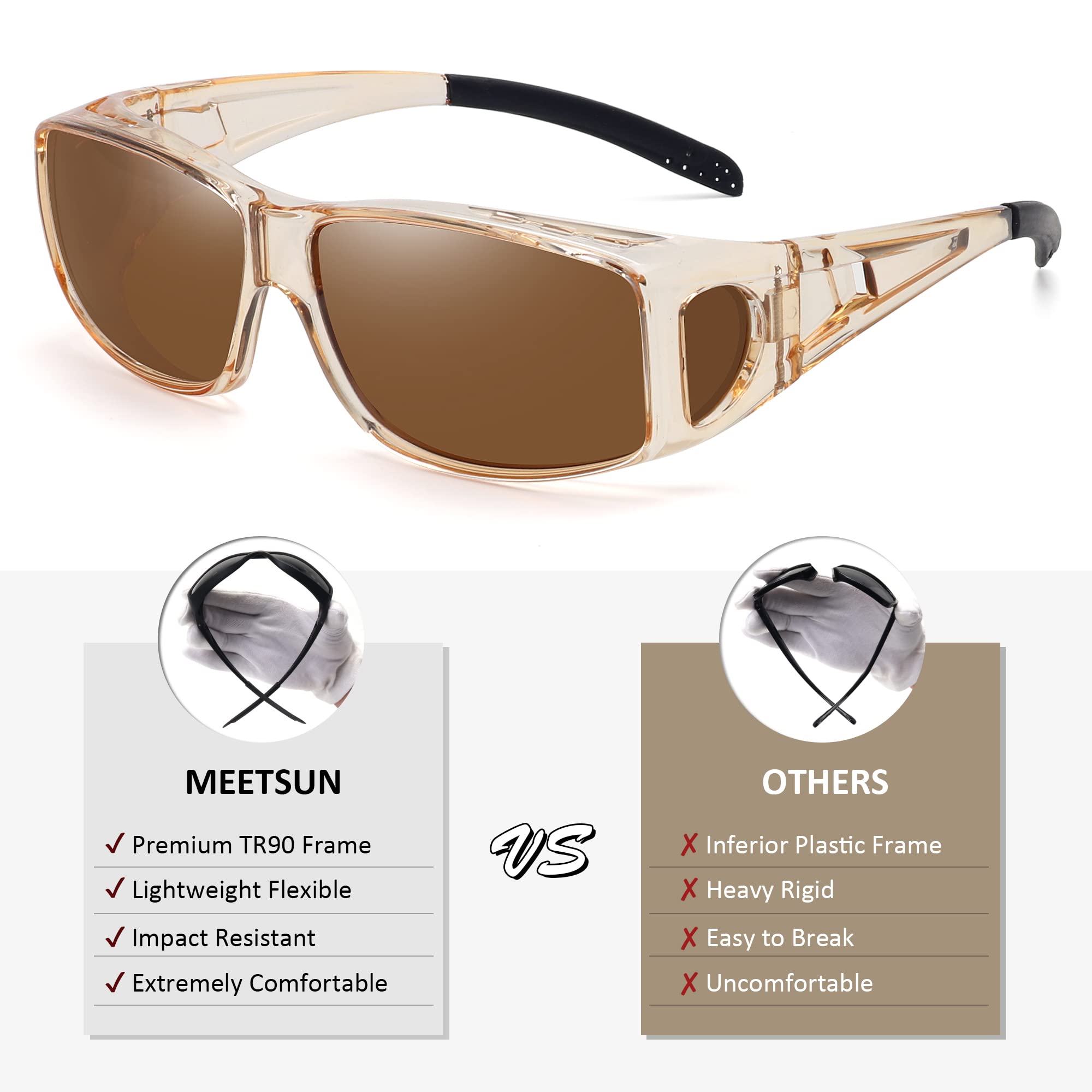 Lentes De Sol Hombre MEETSUN Fit Over Glasses Sunglasses Polarized Wrap Around Sunglasses With Uv400