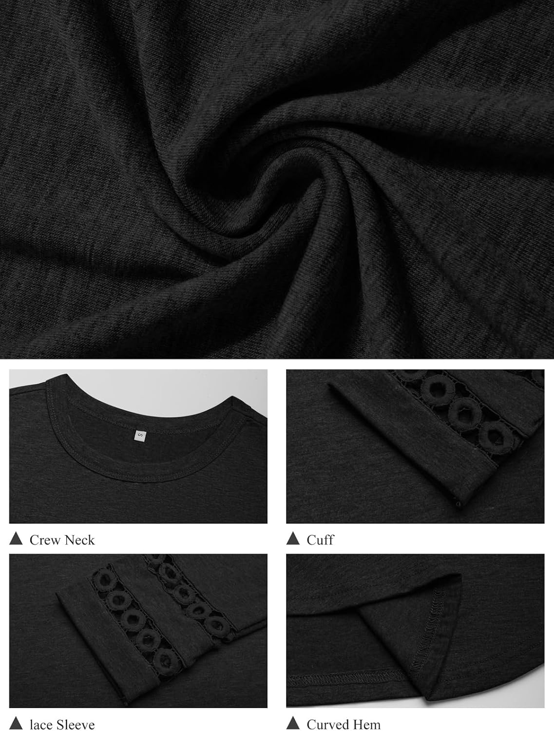 Womens Long Sleeve Tops Business Dressy Casual Blouses Crewneck Loose Fit T Shirts Cute Work Tee 2025 Fall Trendy Outfit Black Large image 4 of 7 B0FJRCD9M1