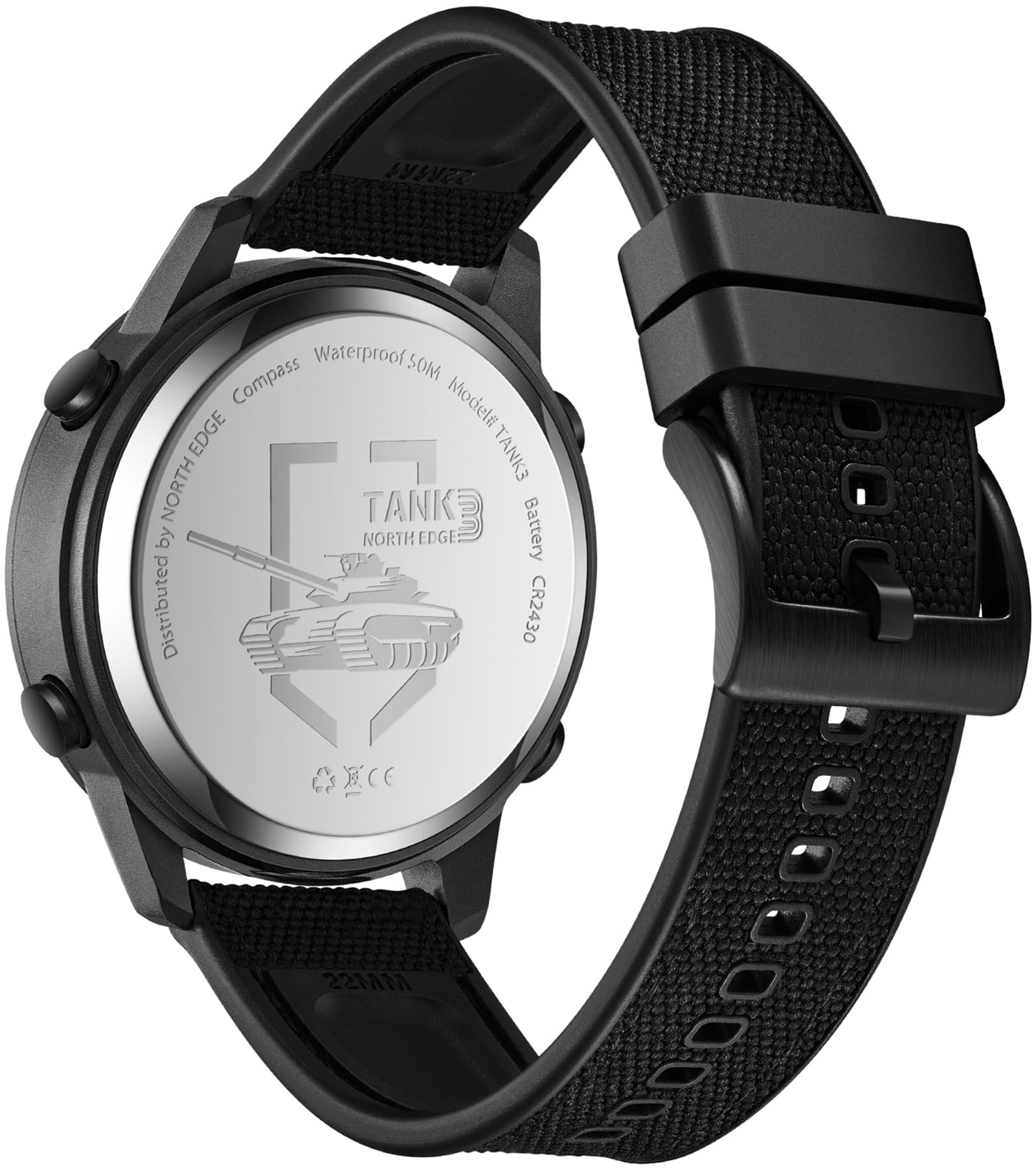 findtime Montre numérique militaire pour homme - Podomètre - Boussole - Vitesse 50 m - Étanche - Montre de sport pour homme - Montre de course pour homme - Éclairage EL - Coutdown - Chronomètre