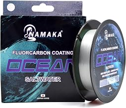 Namaka Ocean Florocoated Monofilament Fishing Line High Resistance, Low Elongation, Anti Abrasion, Invisible in Water – 300 or 600 m – Saltwater, Surfcasting, Spinning, Boat, Egi – Various Colours