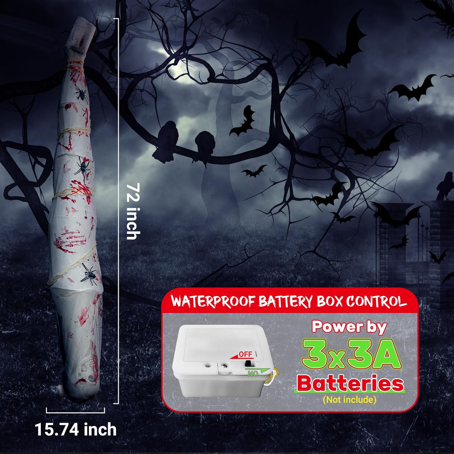 Halloween Decoration Hanging Scary Cocoon Corpse Ghost, Red LED Light Eye and Creepy Sound Cocoon Corpse for Halloween Decoration, Party, Yard, Tree, Door, House, Home