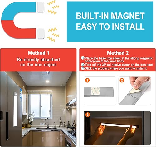 Miniatura 3 de 70 luces LED con sensor de movimiento, iluminación de armario debajo del mostrador, luces nocturnas inalámbricas recargables por USB, luz alimentada