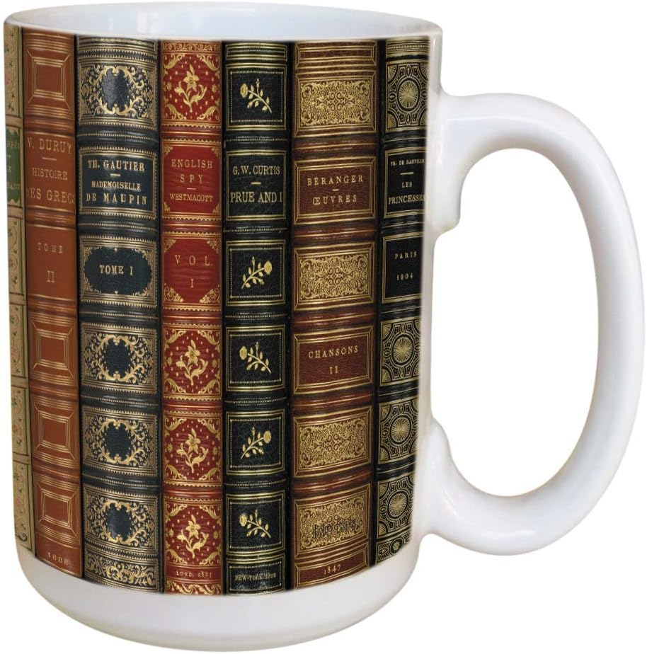Books Coffee Mug - Large 15 oz Deluxe Double-Sided Mug
