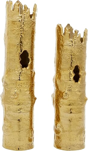 CosmoLiving by Cosmopolitan Jarrones decorativos de metal de aluminio para centro de mesa, juego de 2 jarrones de flores para decoración del hogar