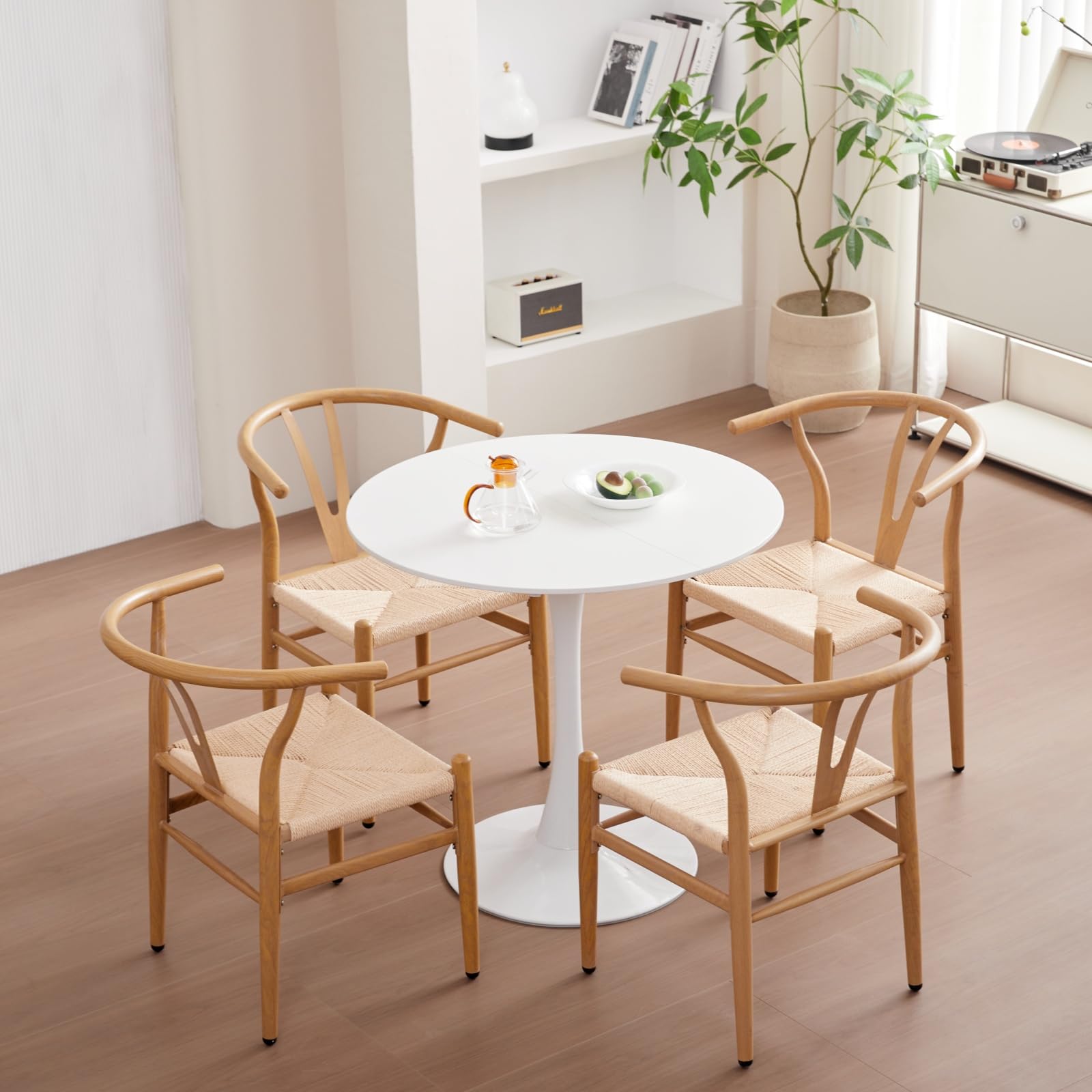 Table à Manger Ronde Moderne, Table à Manger Décontractée Ronde de 80 cm, Adaptée pour 2 à 4 Personnes, Très Adaptée au Salon, Salle à Manger, Cuisine, Café - Blanc