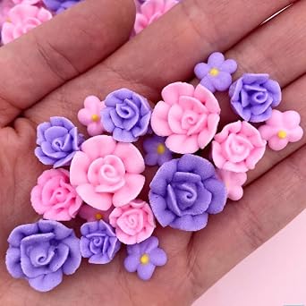 Lavender Dreams Icing Flowers by Simply Sucre | Edible Flowers| Edible Roses| Purple Flowers | Icing Flowers | Sprinkle Mix | Cake Sprinkles | Pink Flowers | Bulk Sprinkles 30 Count