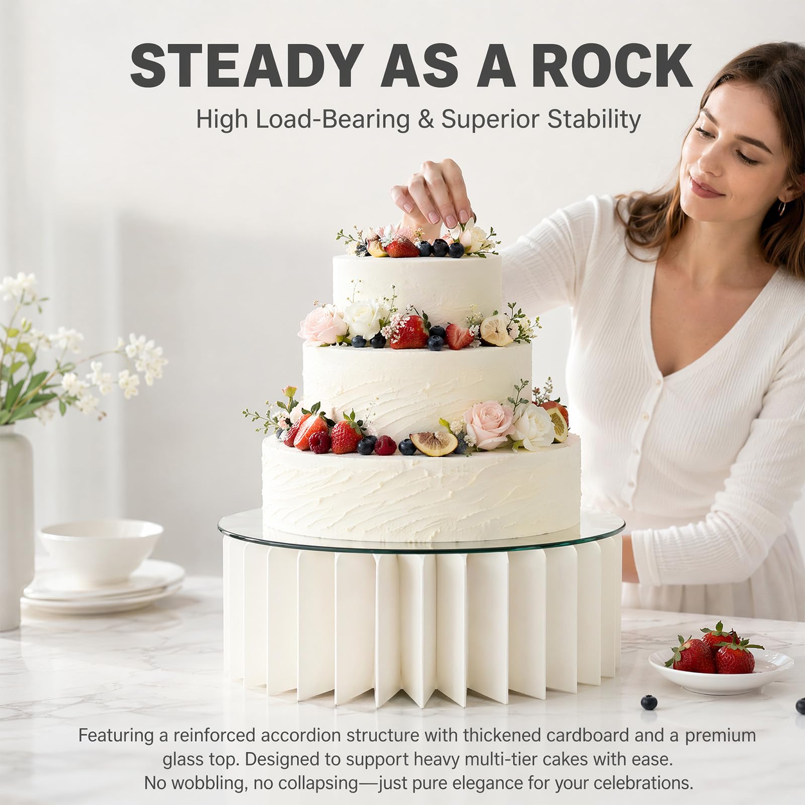 FARYODI Lot de 5 supports à dessert pliables, rehausseurs de buffet à plusieurs niveaux en acrylique et carton, empilables jusqu'à 70 cm, supports à gâteaux réutilisables pour mariage, anniversaire