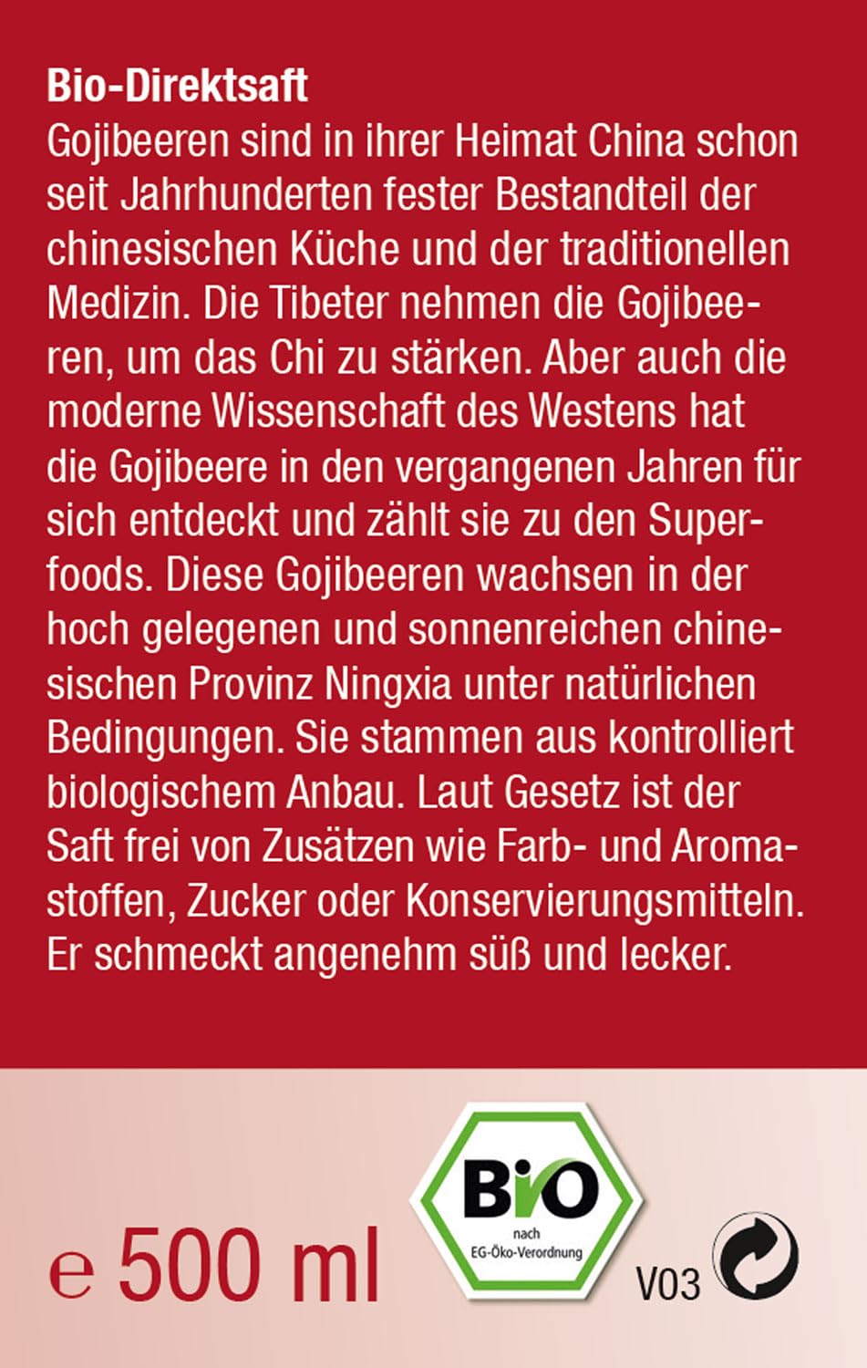 KOPP Vital® Bio-Gojisaft | Direktsaft | Karton mit 6 x 500ml | Bio-Qualität, schmeckt süß
