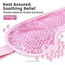 NEWGO Cooling Gel Cold Eye Mask for Puffy Eyes, Reusable Ice Pack with Soft Plush Backing for Dark Circles, Migraine, Stress Relief - Pink