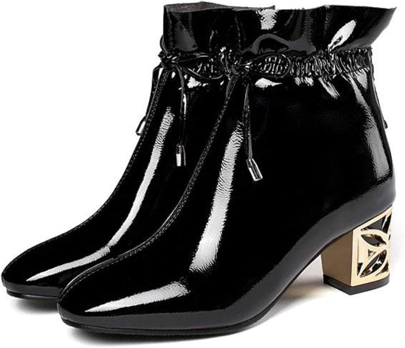 patent leather ankle boot