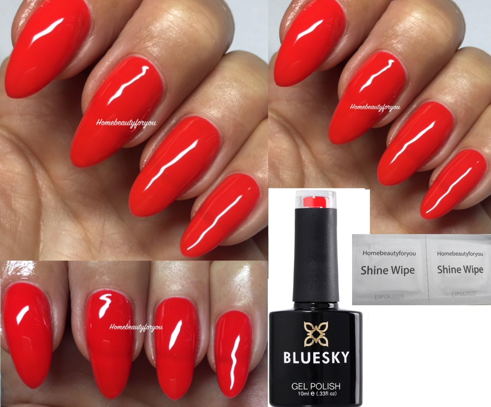 Bluesky Nail Gel Polish - Kiss Me Red Special Edition Bright Red Christmas Color UV LED Soak Off 10ml