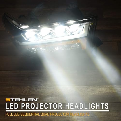 Miniatura 2 de Stehlen 642167819196 Compatible con 2007-2013 Toyota Tundra  2008-2017 Sequoia Faros de proyector cuádruple LED secuencial completo con señal ámbar