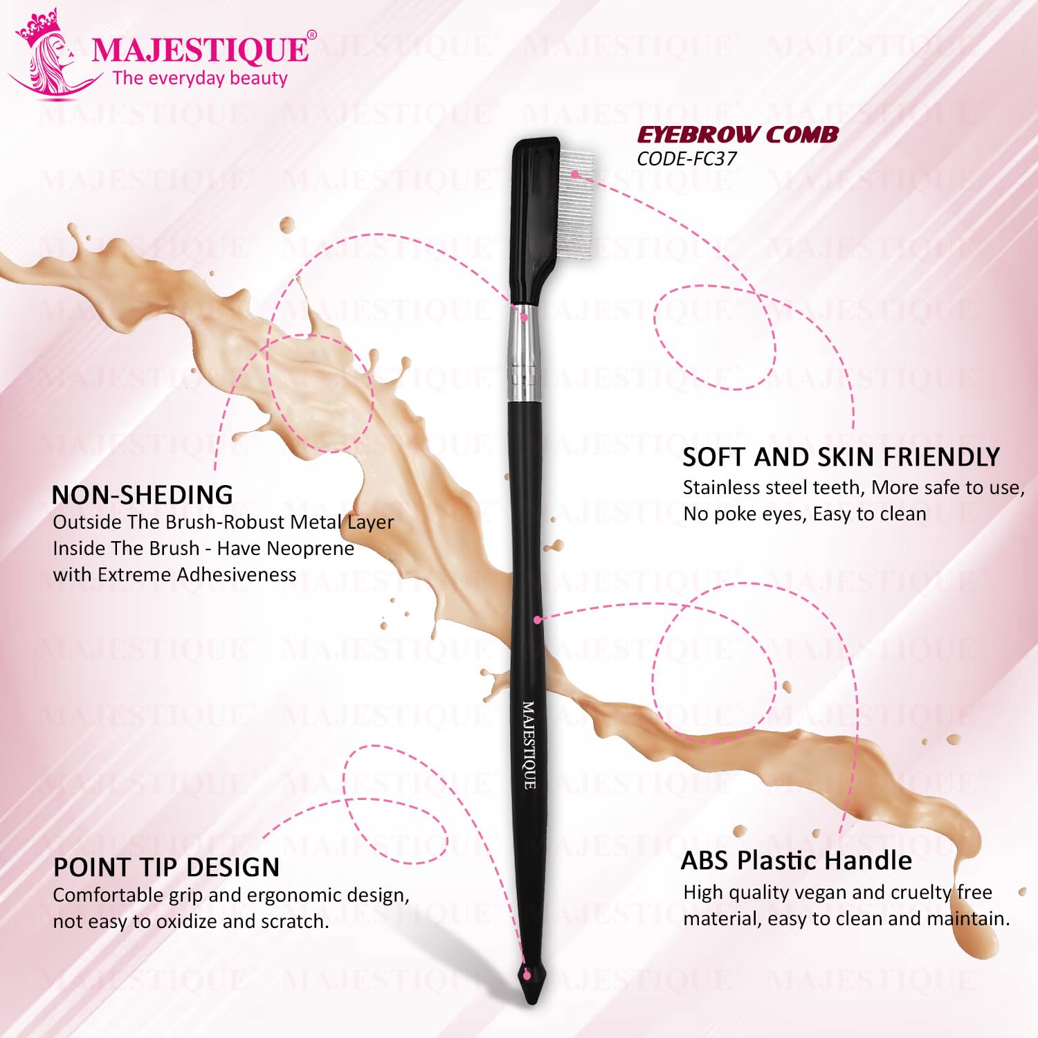 Majestique Eyebrow Comb for Women Grooming Tool – Single-Side Comb & Eyebrows Shaper Also Remove Excess Mascara from Eyelashes with Ease 1