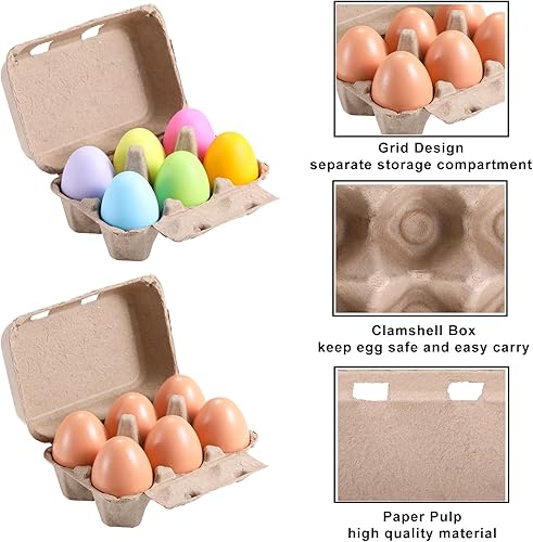 Miniatura 9 de Media docena de cajas de huevos vintage, paquete de 50 cartones de huevos de pulpa natural en blanco, 6 unidades para huevos de gallina, bandeja de