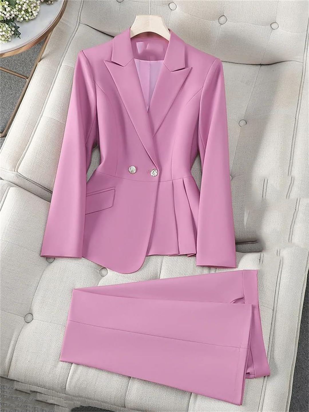 Conjunto de 2 piezas de pantalón elegante para mujer, blazer y pantalones de ajuste a medida, ropa formal para oficina y negocios