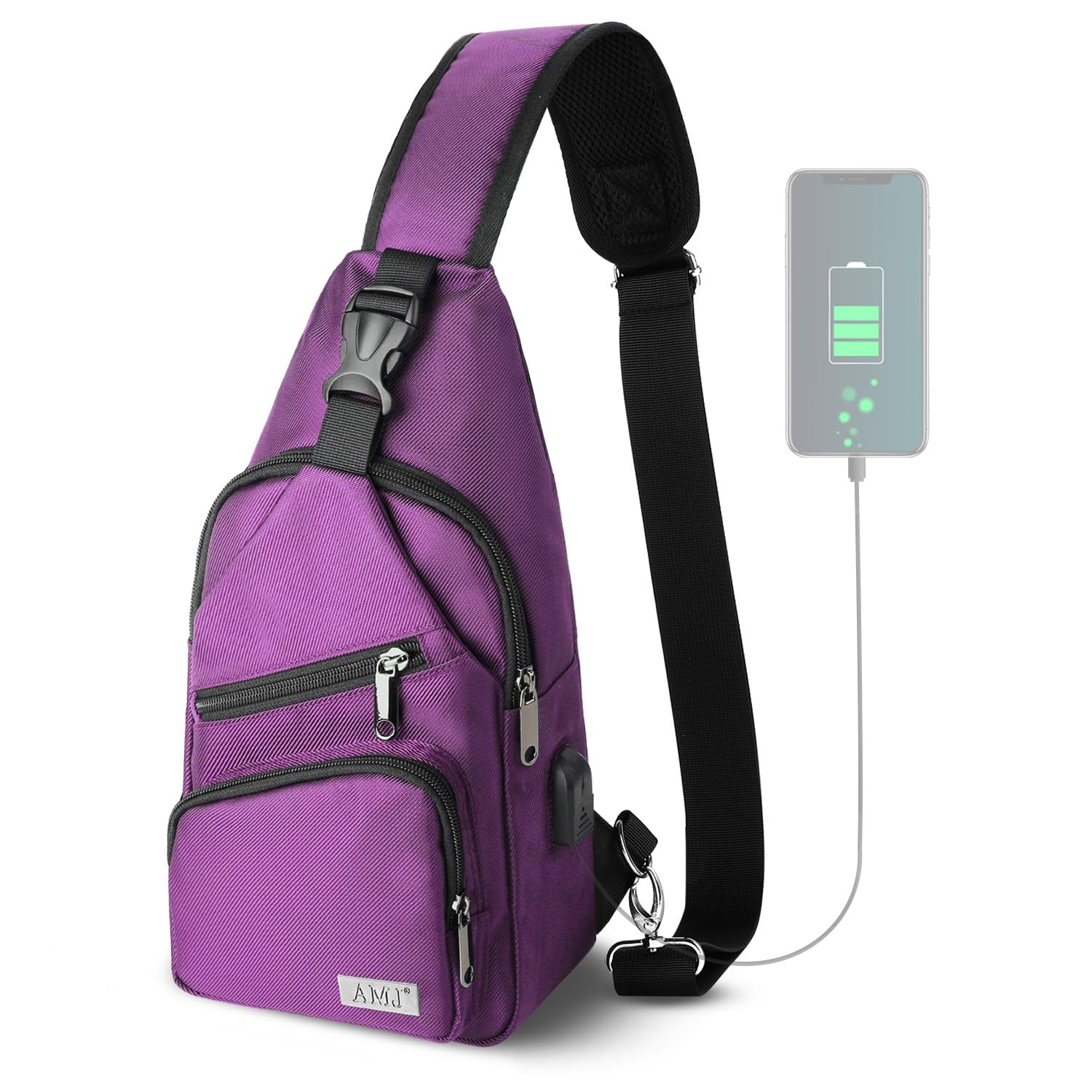 AMJ Crossbody Sling Bag Men Women, Casual Shoulder Backpack, Chest Daypack Satchel for Hi…