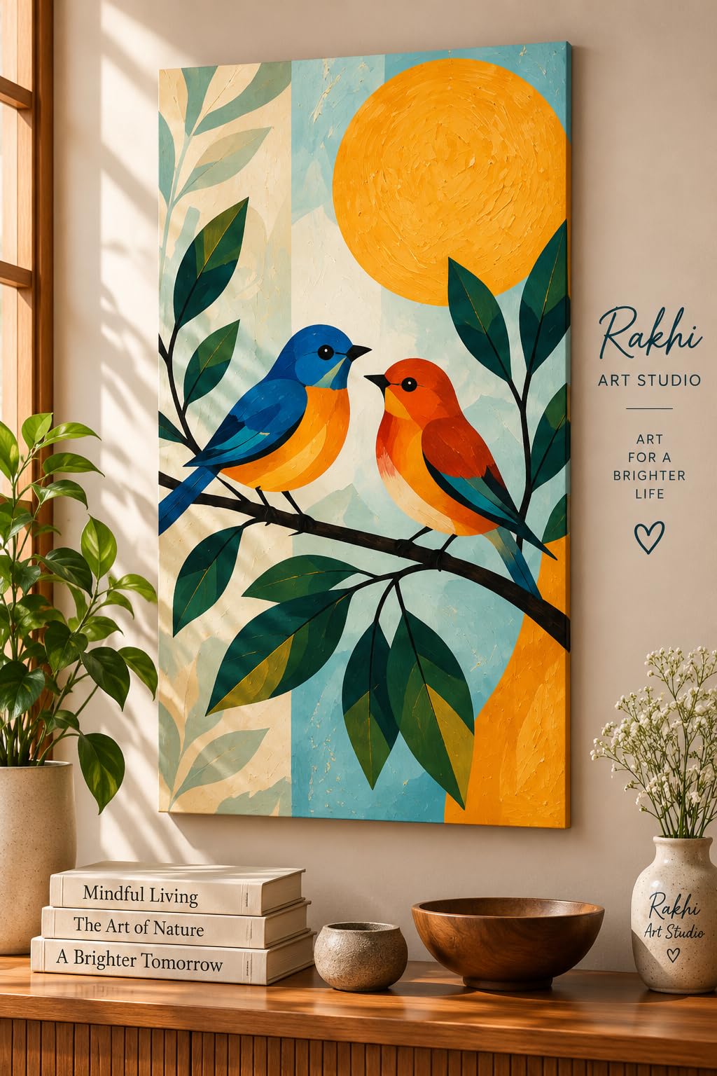Handmade Acrylic Painting Birds on Branch | Hand-painted, Original Artwork-picture-35