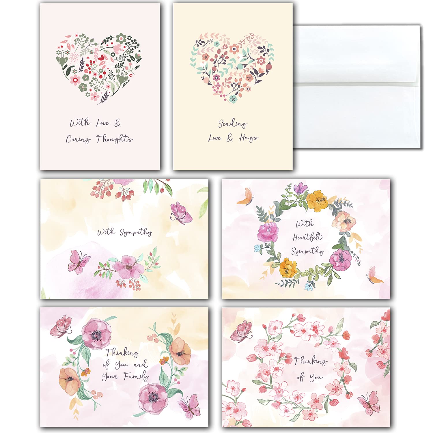 Sympathy Condolence Cards (24-Pack Assorted) 5"x7" Envelopes Included Made in USA Eco-Frienndly
