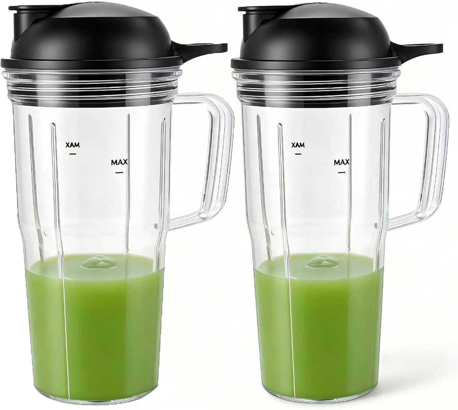 2pcs Juicer personal jar 24oz handle cup with to go lid,Compatible with NutriBullet Blender Combo ZNBF30400Z/Nutribullet Select 2.0 1000-Watt Personal Blender (4, 2pcs 24oz handle cup+2pcs lid)