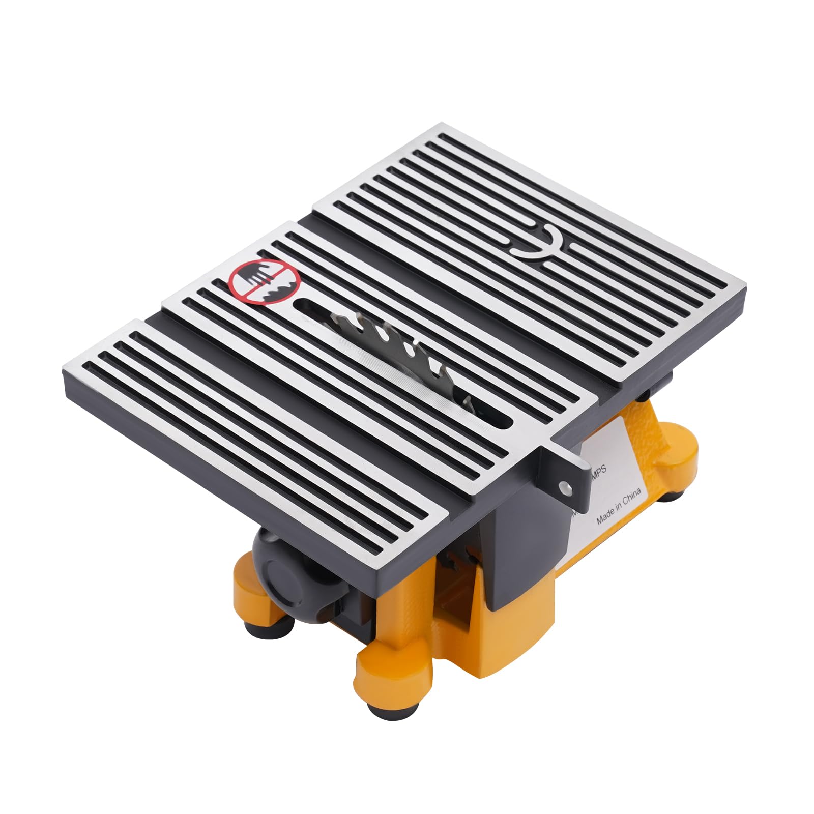 Mini Sega Circolare da Tavolo 90 W 4500 Giri/Min, Sega di Precisione con 3 Lame, Profondità di Taglio Regolabile a 16 mm, Angolo di Taglio Trasversale Regolabile, Banco Sega per Legno, Metallo, Pietra