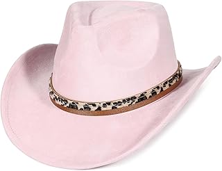 Sombrero de vaquera para mujeres y hombres, sombrero de gamuza, sombrero de fiesta de vaquero occidental, banda de sombrero desmontable