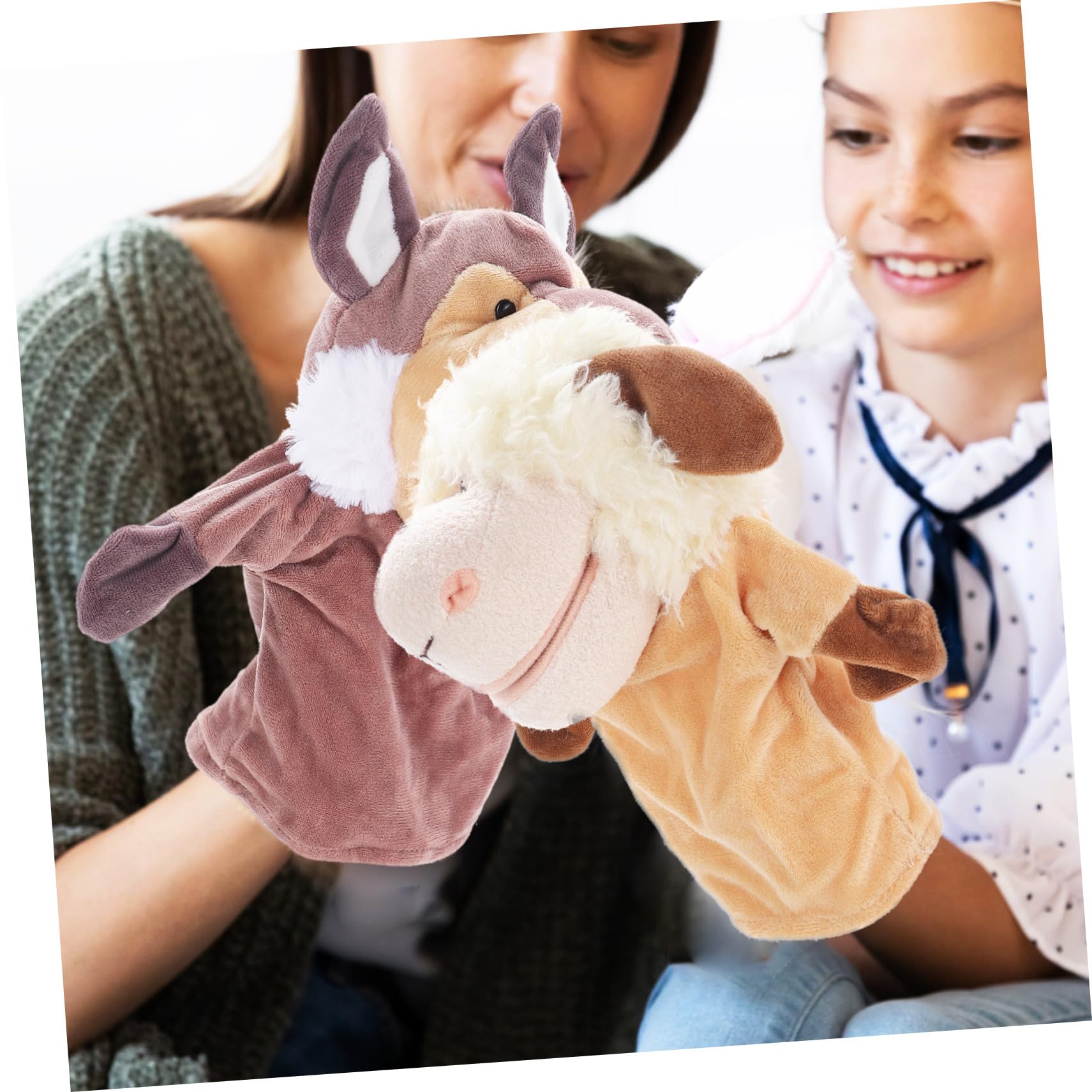 Marionetas de Mano Animales 5 Piezas, Muñecos de Boca Móvil | Algodón Pp y Felpa Corta, para Contar Historias y Juego Imaginativo, Pack Pensado para Ñiño y Papá