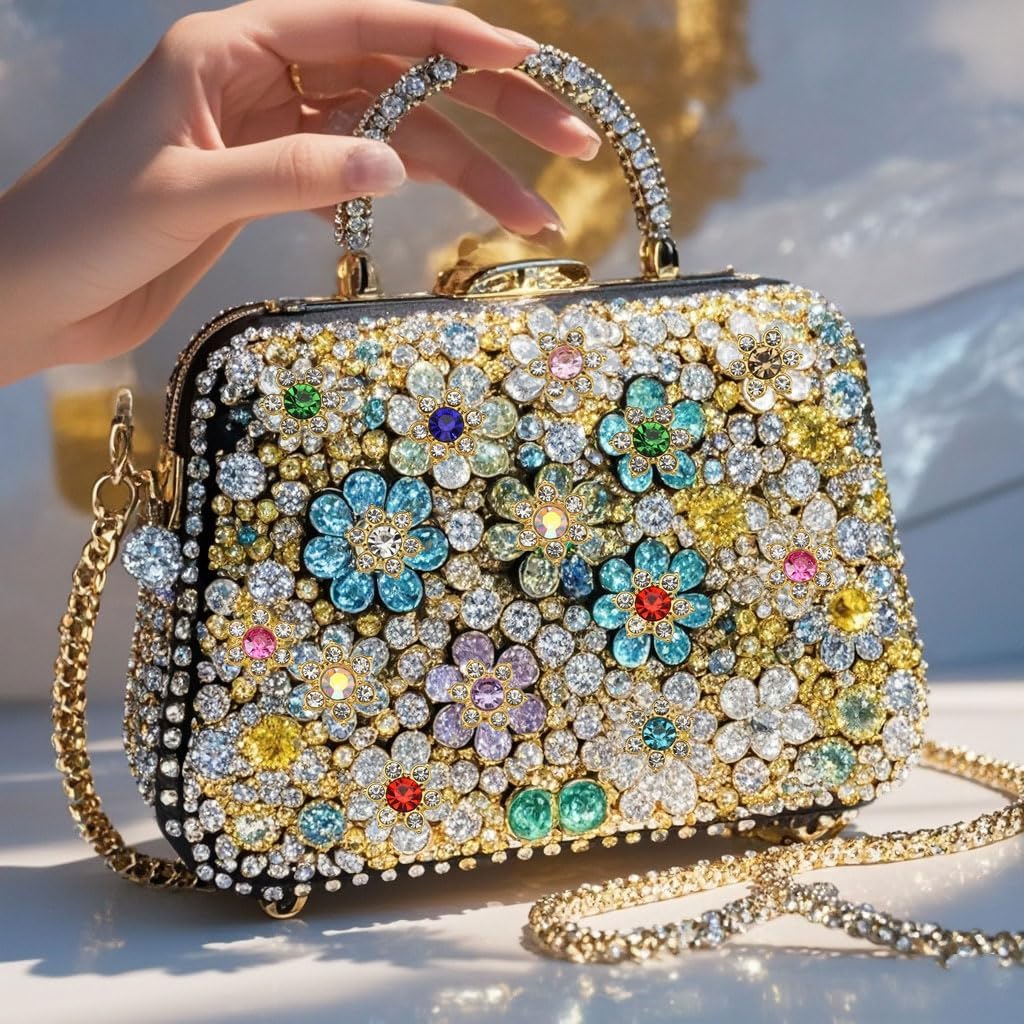 100 Pcs 13mm Flower Crystal Rhinestones, Flatback Rhinestones Glass Gems for Crafting, Gold Base Decorations for DIY Crafts Jewelry Making Clothing Accessories(14 Rose Red) - Image 5