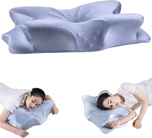 Almohada cervical para aliviar el dolor de cuello y hombros, almohadas de espuma viscoelástica inodoras y funda de seda suave, para personas que