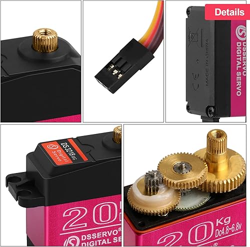 Miniatura 5 de Servomotores servo RC de alto par de torsión de 44.1 lbs, servo de dirección de engranajes de metal completo impermeable con 25T para 16 18 110 112