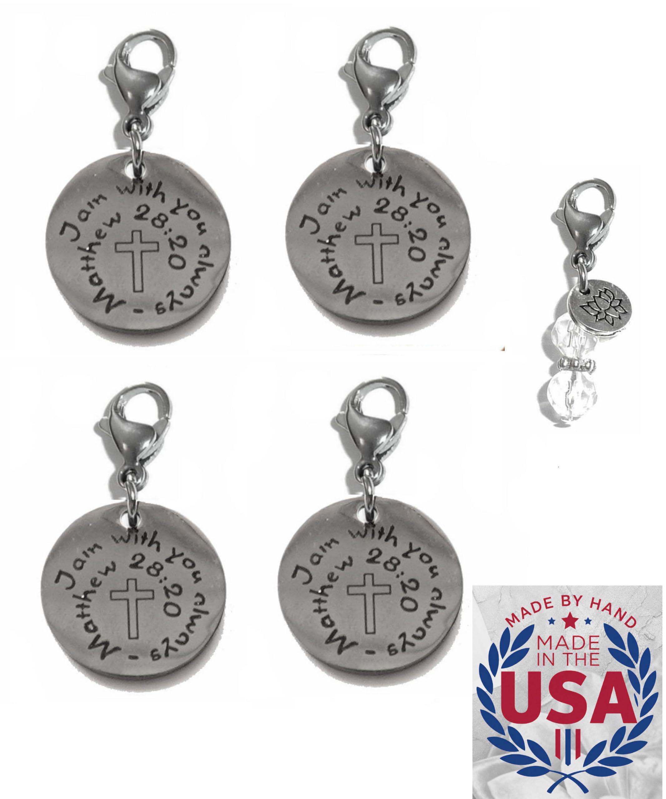 Hidden Hollow Beads 4 Clip On Charms for Purse, Handbag, Keychain, Zipper Pull, Backpack, Jewelry Accessory, USA