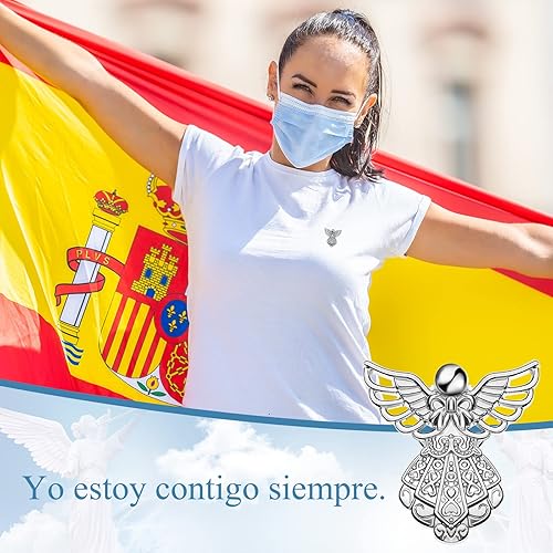 Miniatura 5 de Geosar Juego de 25 pines conmemorativos de ángel, fichas de bolsillo funerarias, guardián, ángel, tarjetas de poema con bolsas de organza, regalos