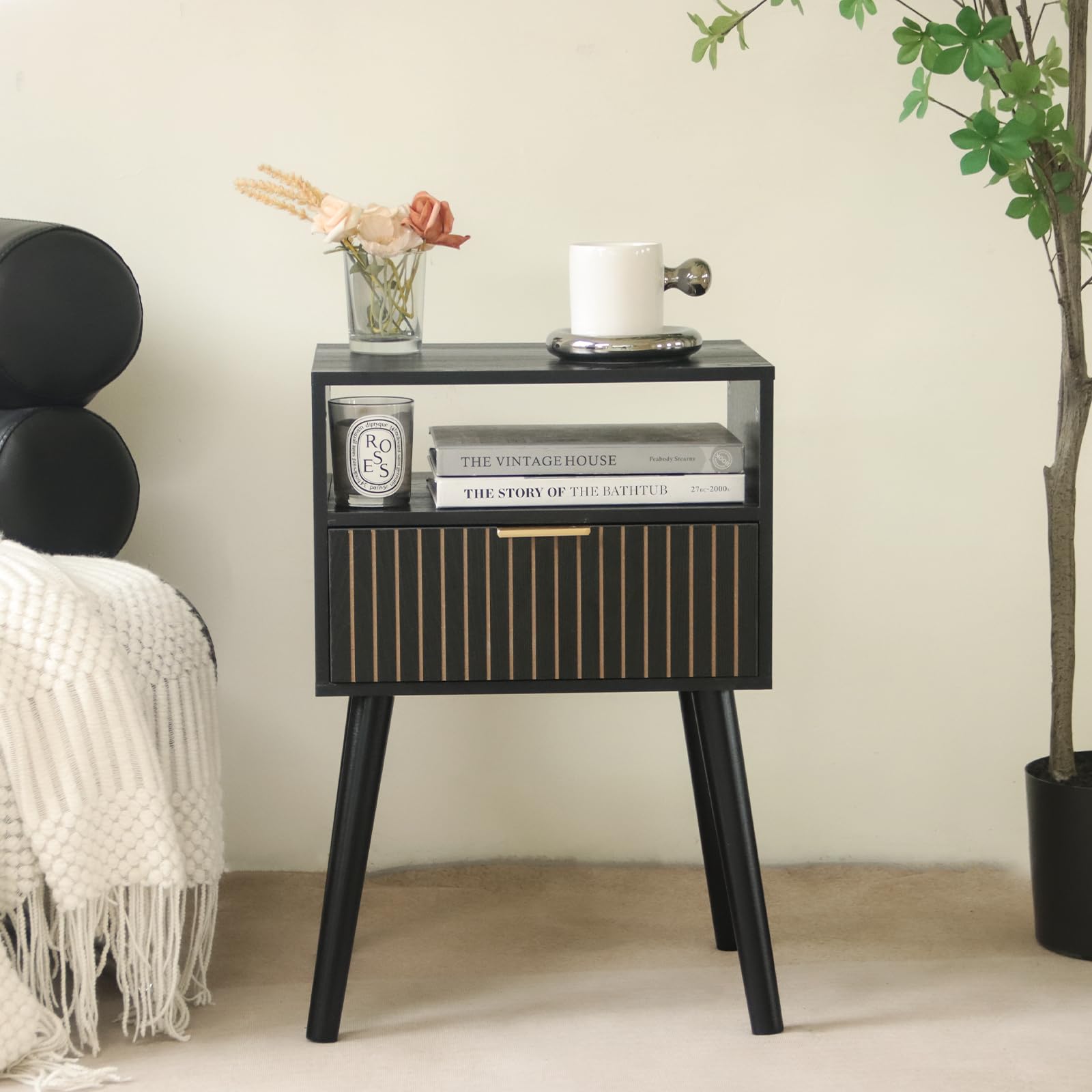 Snapklik.com : MaxSmeo Black Nightstand