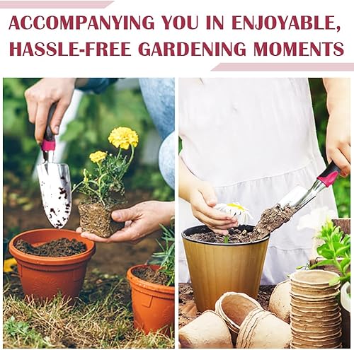 Miniatura 5 de Paletas de mano de jardín de acero al manganeso de alta resistencia, pala y planta, color negrorojo