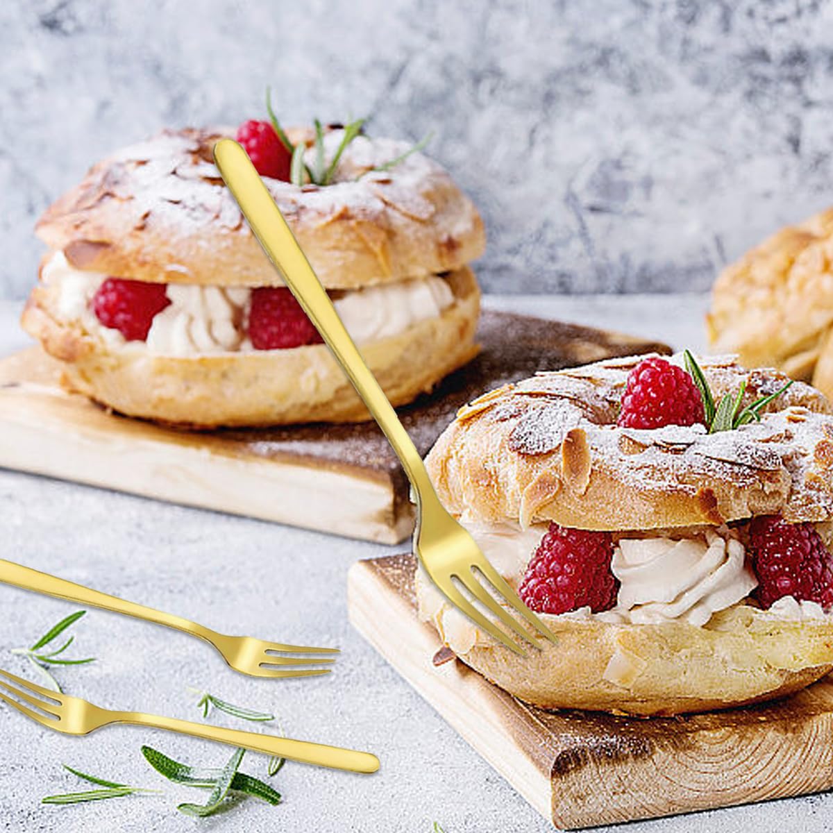 12 Forchette Da Dessert Dorate 14cm - Acciaio Inox Per Frutta, Dolci, Eventi E Matrimoni - Foto 7