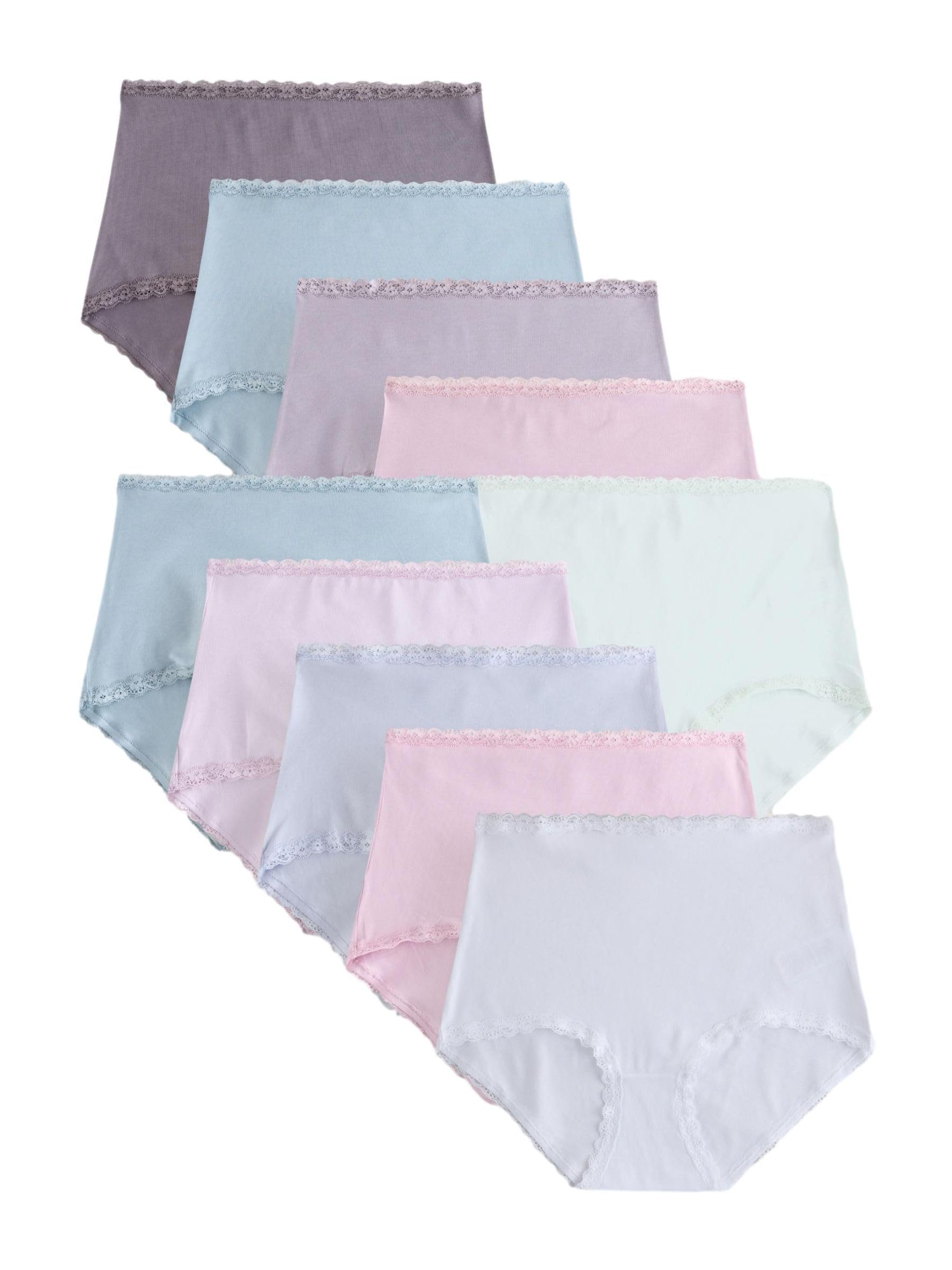 NEXT Mujeres Pack de 10 Braguitas Altas de algodón y Encaje