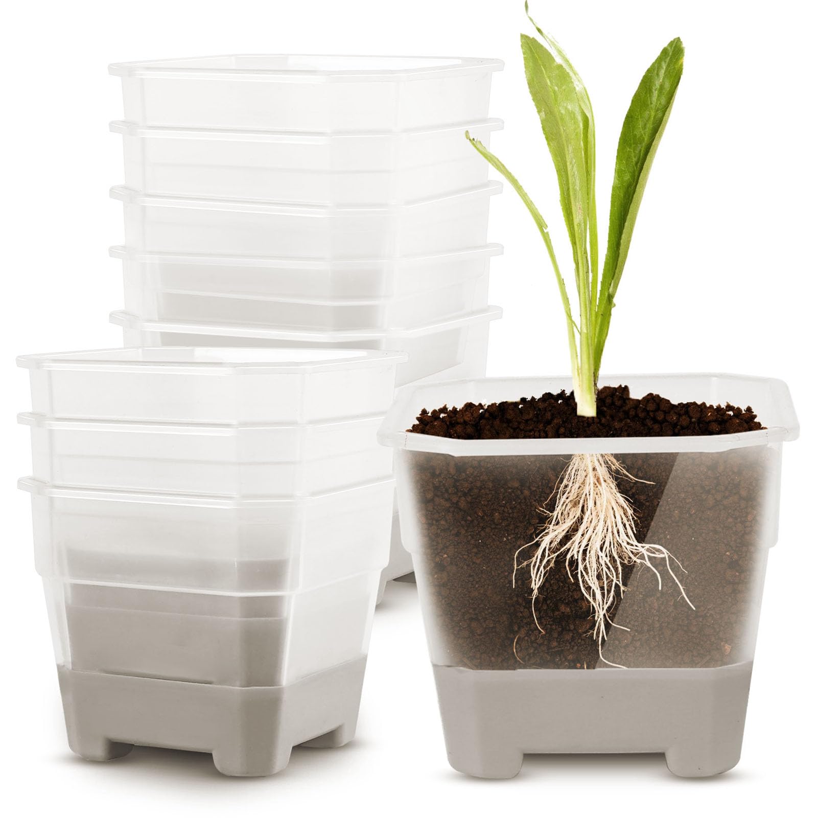 20 Stück C NursePots mit Reced Sile Base, Reu Blumensamen-Pflanzgefäße für den Innen- und Außenbereich, Gartenarbeit – Graue Pflanzenbehälter