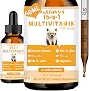 15 in 1 Multivitamin for Dogs - 60 ml Dietary Supplements Vitamins for Dogs Support for Joints Immune System Skin Fur & Gastrointestinal - Rich in Vitamins Glucosamine MSM Biotin Cranberry