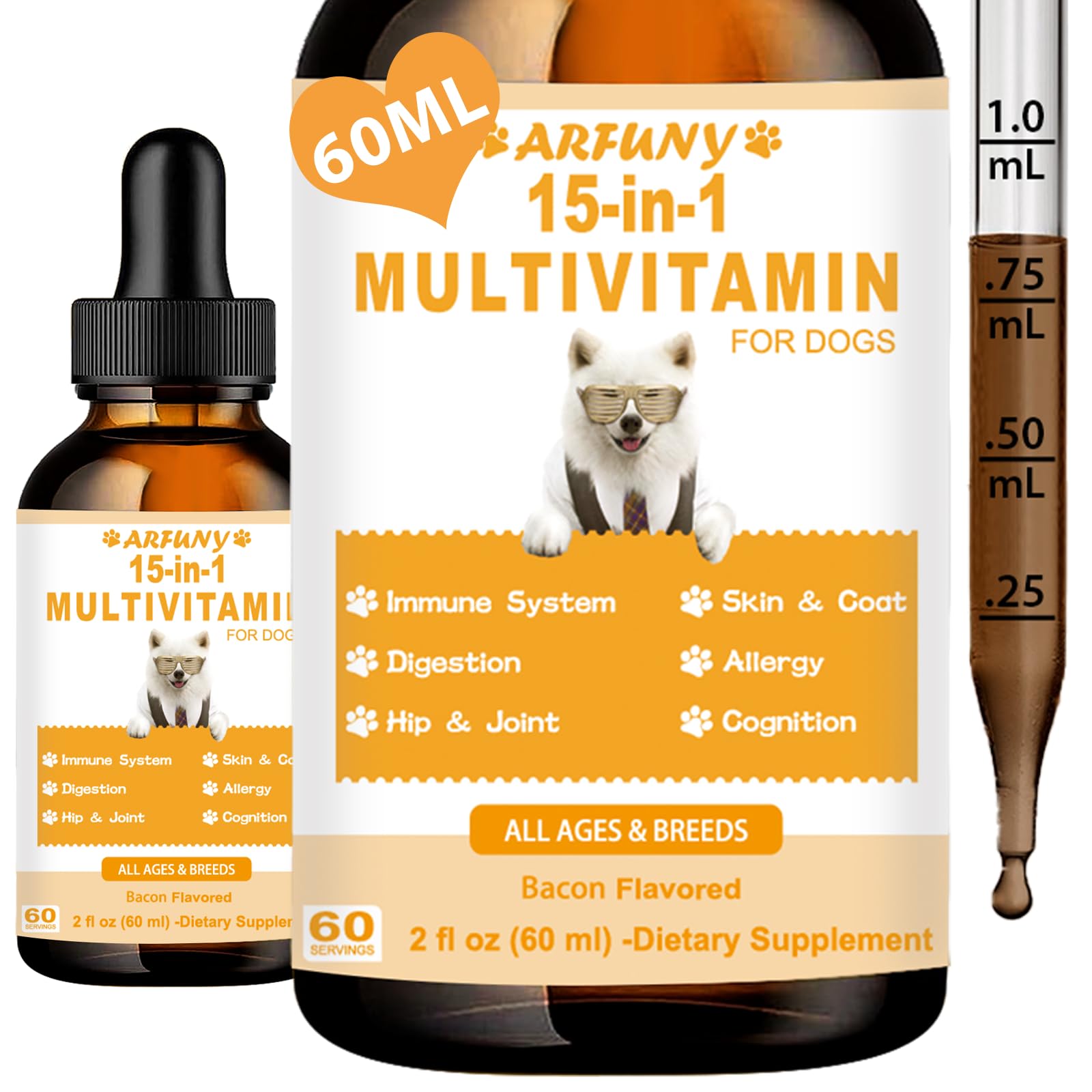 Amazon.com : 15 in 1 Multivitamin for Dogs | 60ML Dog Multivitamin 