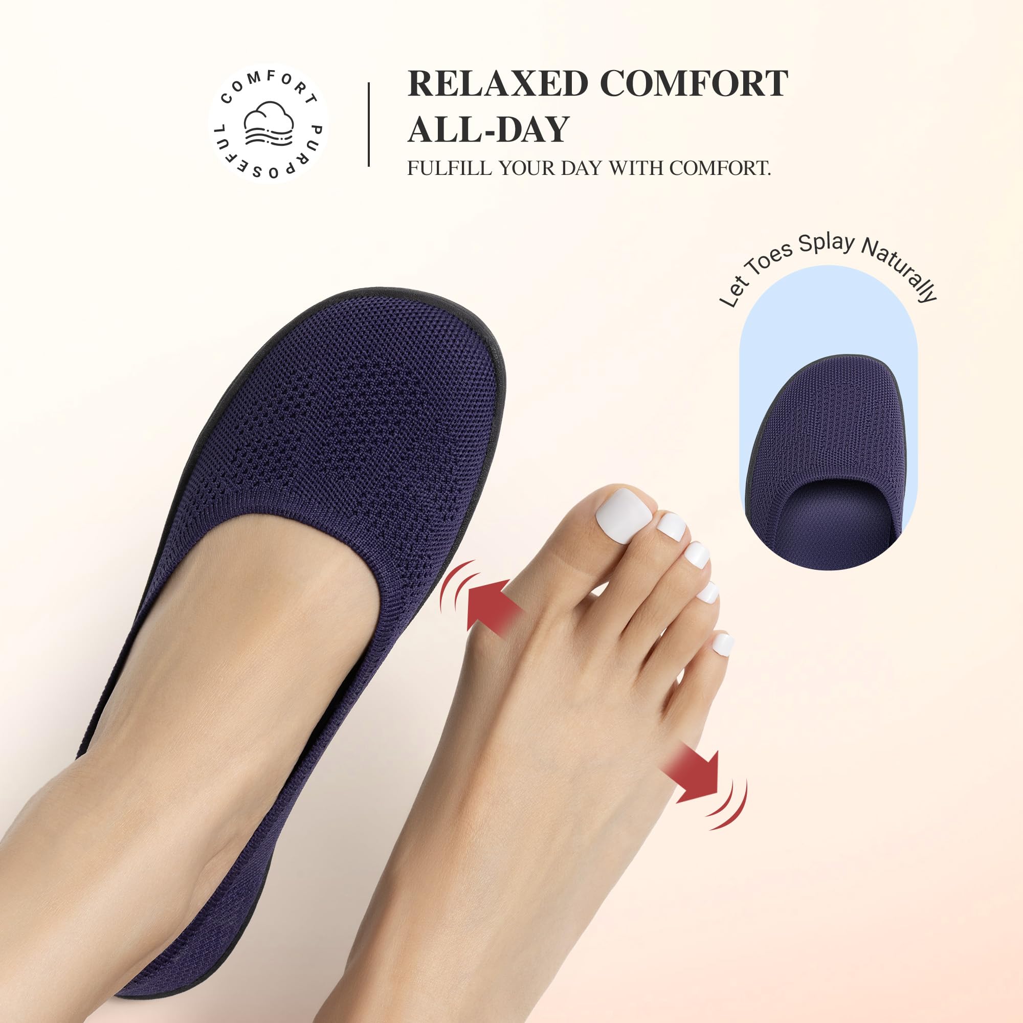 DREAM PAIRS Ballerines Femme Confortables Chaussures Plates Femme Souples Ballerines Maille Respirantes Chaussures Ville Pliables Antidérapantes Soutien Voûte Plantaire Bout Large