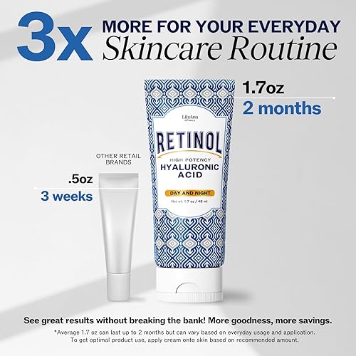 Miniatura 5 de Crema humectante de retinol para cara y ojos, uso de día y noche para antienvejecimiento, acné, arrugas; fabricada con ingredientes naturales y Sérum