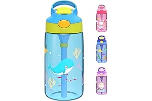 Kids Water Bottle with Straw & Handle - 16 oz BPA Free...