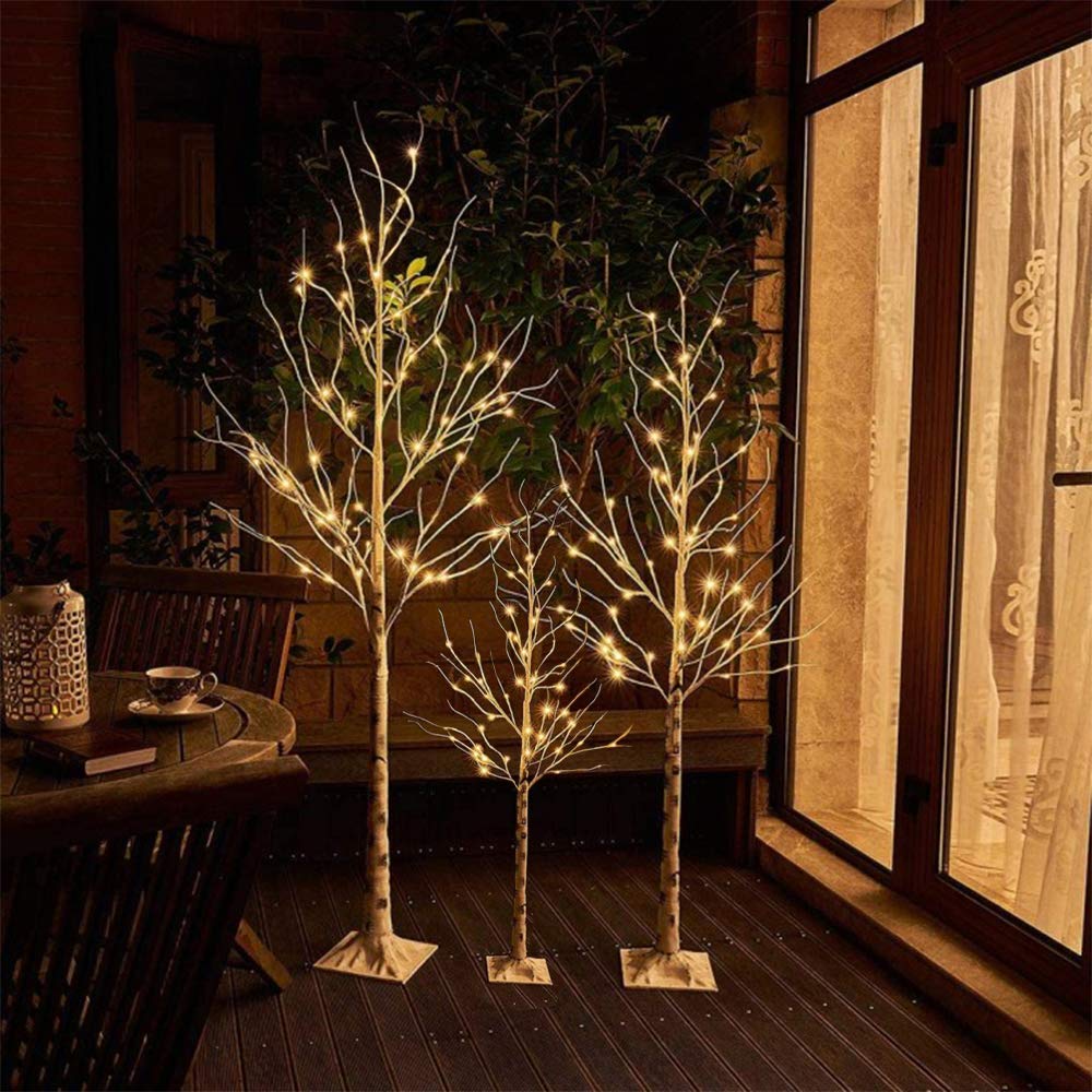 Buy White Birch Tree with Lights, URHOMEPRO 3pack Prelit Lighted Birch
