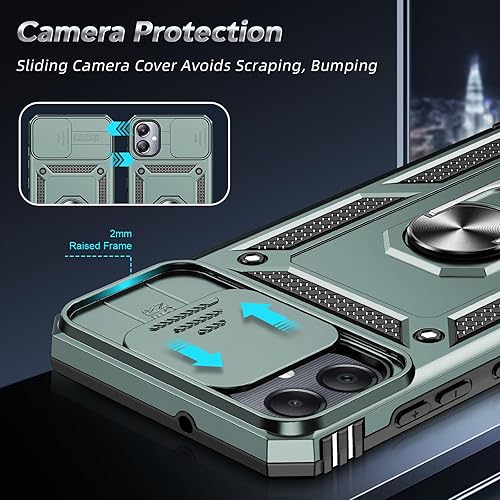 Miniatura 3 de LeYi Funda para teléfono Samsung Galaxy A03S, Samsung AO3S con protector de pantalla, grado militar con anillo magnético con función atril para