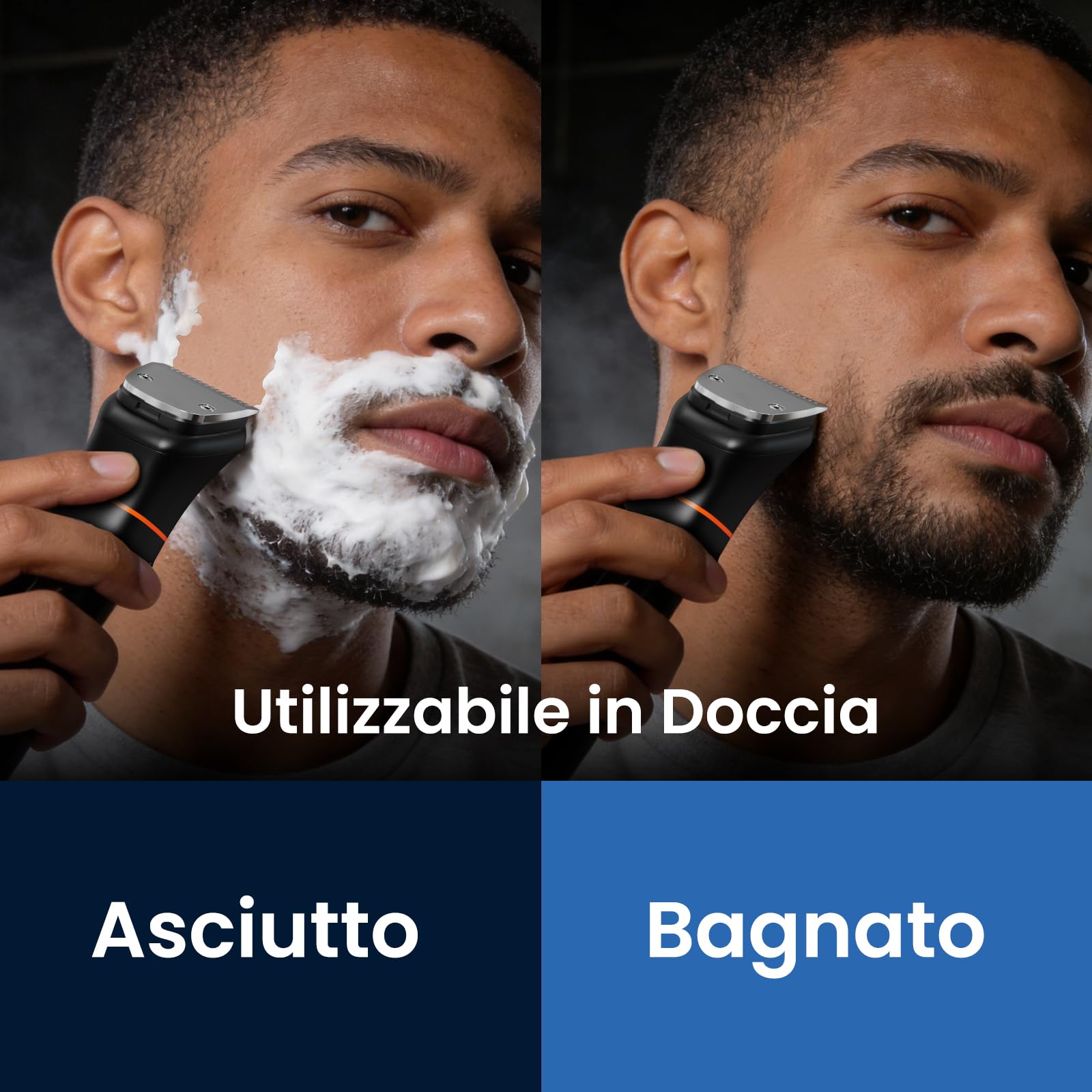 MAXGROOM Regolabarba Uomo 6 in 1, Rasoio Elettrico Barba con Due Velocità 6500/7000 giri/min, 120 Minuti Autonomia, Impermeabile IPX6 Rifinitore Barba con Testina Magnetica, Ricarica USB-C
